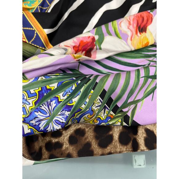 NWT DOLCE & GABBANA Runway Knotted Print Silk Twill scarf dress Multicolor 42 M - Picture 10 of 13